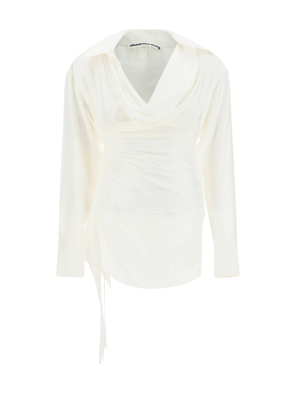 Alexander Wang Cowl Neck Shirt In Washed Silk Habotai In Ivory