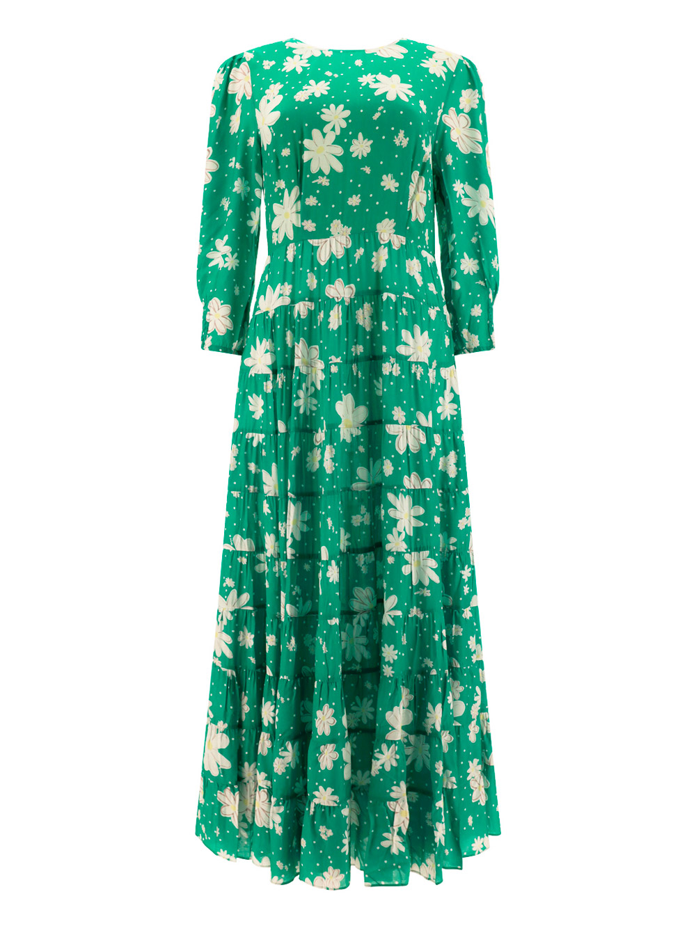 Rixo London Kristen Tiered Floral-print Voile Maxi Dress In Green Daisy ...