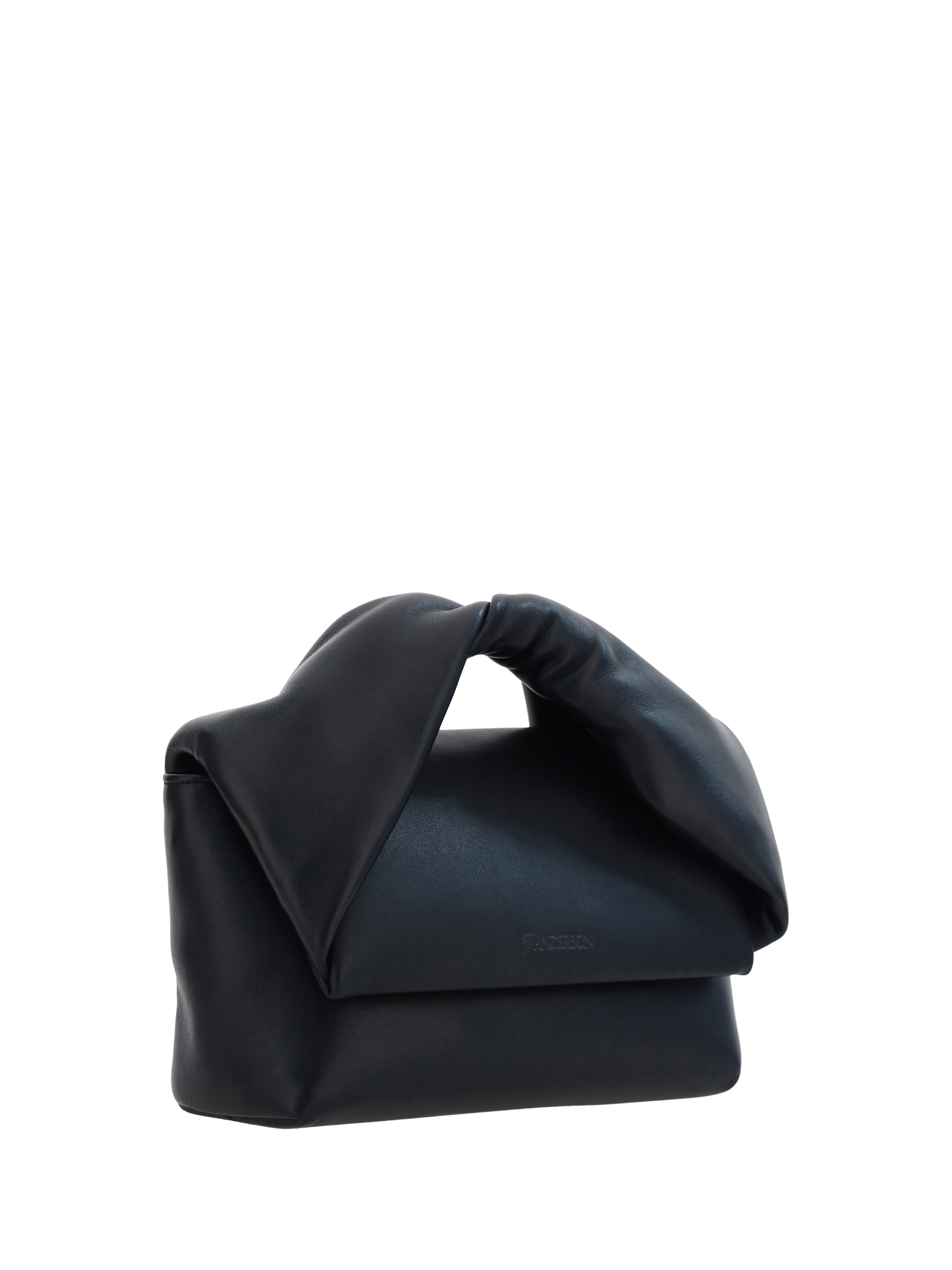 Twisted Midi Leather Shoulder Bag in Black - JW Anderson