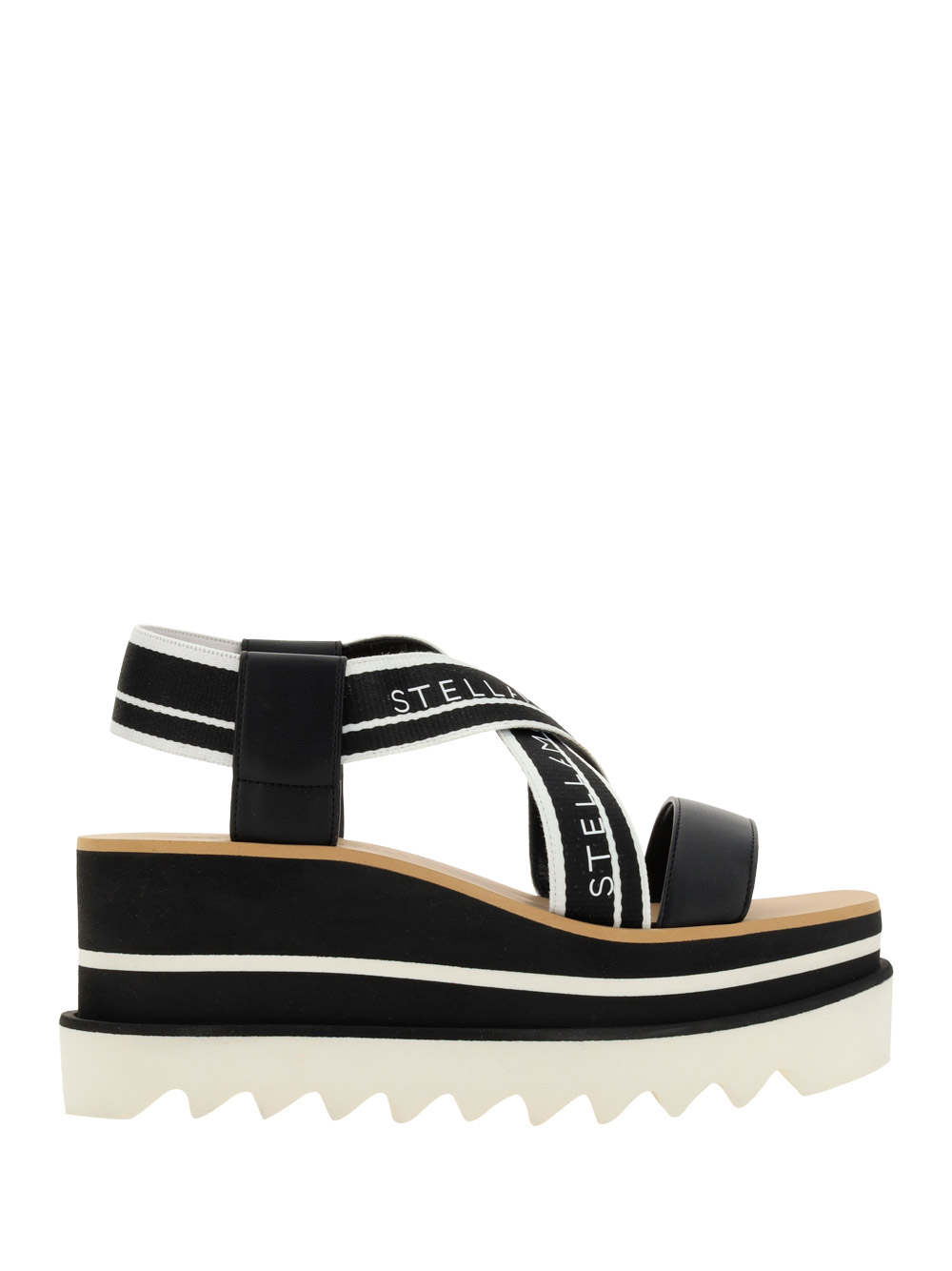 Stella Mccartney Sneak-elyse Striped Platform Sandals In Black