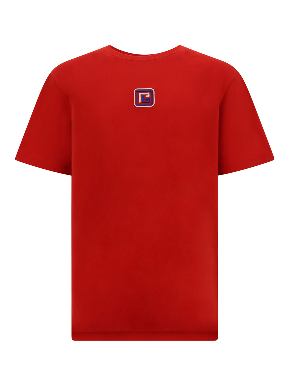 Shop Balmain T-shirt In Rouge Vif/creme/bleu Moyen