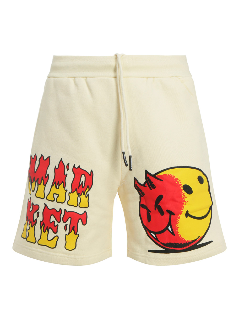 Market Smiley Good Vs Evil Graphic-print Cotton-jersey Shorts In Cream