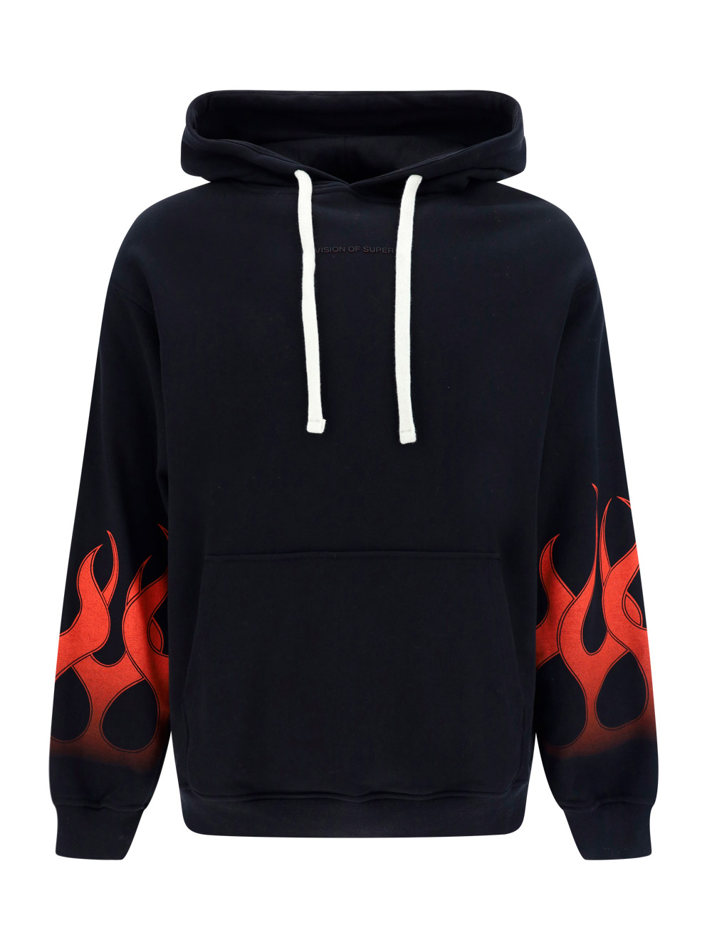 Vision Of Super Negative Red Flames Hoodie In Black