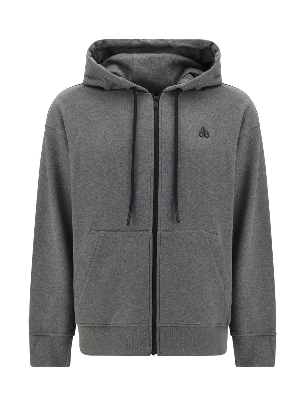 Moose Knuckles Magapop Zipped Hoodie In Grey Melange