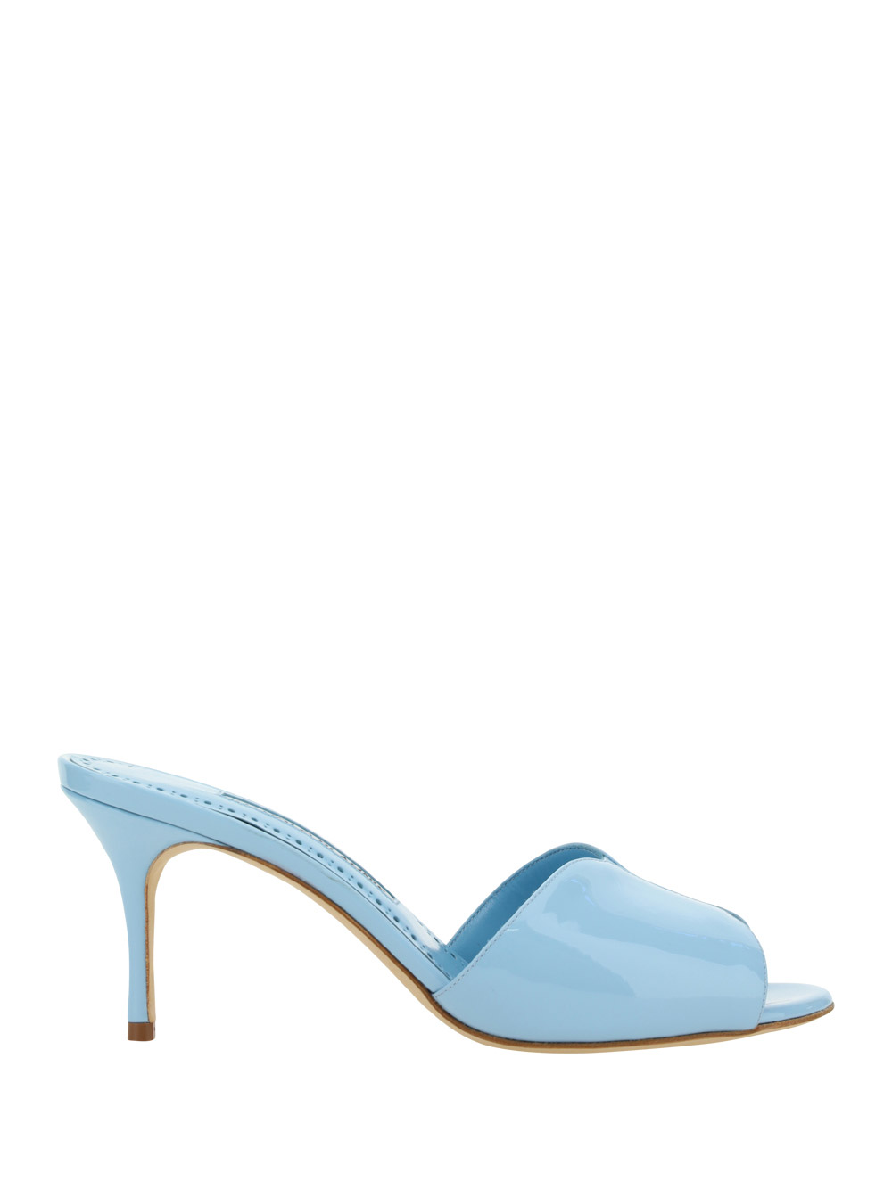 Manolo Blahnik 70mm Houramu Patent Leather Mules In Lblu