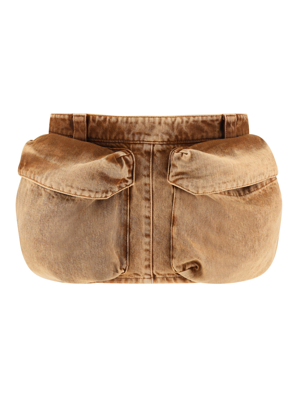 Miu Miu Denim Miniskirt In Cognac