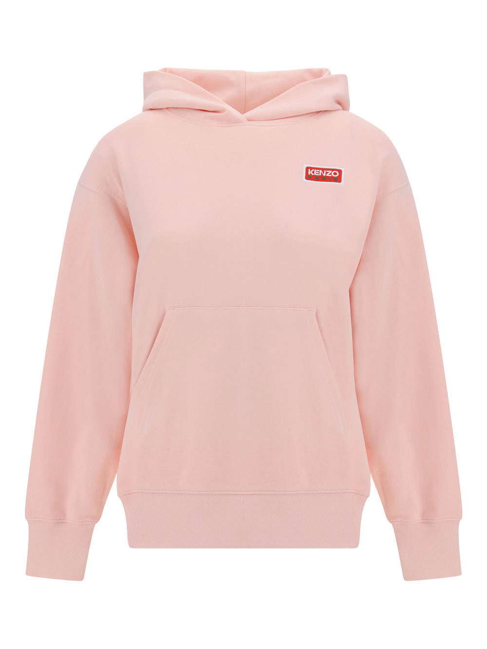 Kenzo Logo-embroidered Cotton Hoodie In Rose Clair