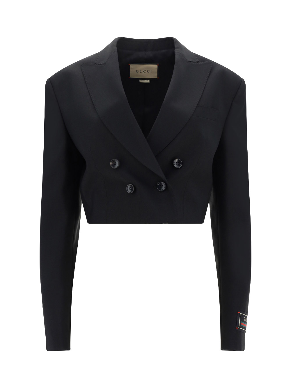 Gucci Wool Mohair Cropped Jacket In Black