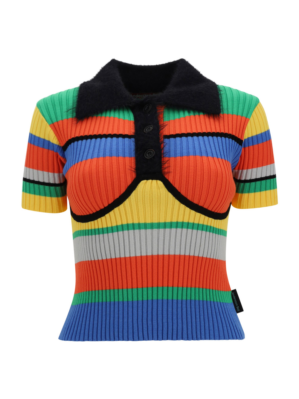 Andersson Bell Nelly Striped Viscose Blend Polo Top In Orange