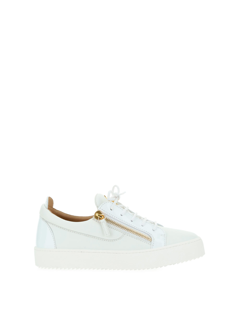Giuseppe Zanotti Glossy Leather Sneakers In White