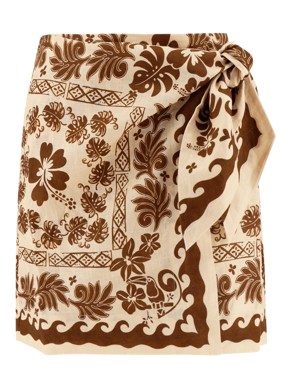 Alemais Tropic Sarong Mini Skirt In Choc/cream