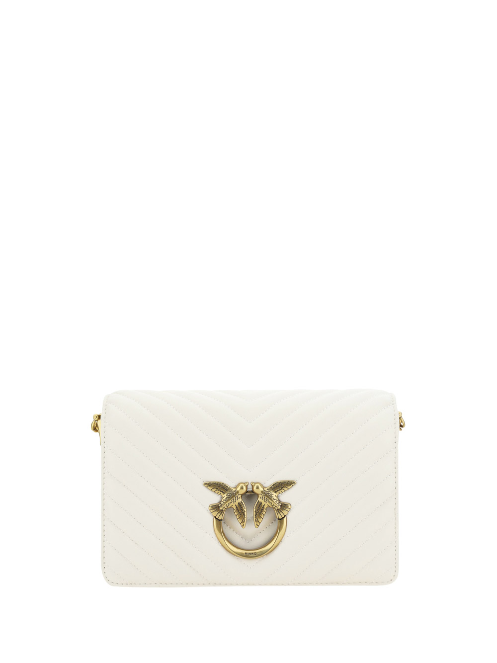 Pinko Love Click Shoulder Bag In Bianco Seta