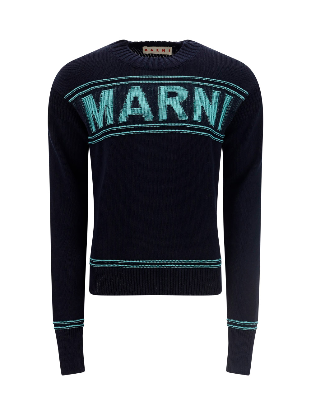 Marni Cotton Sweater With Embroidered Logo In Black