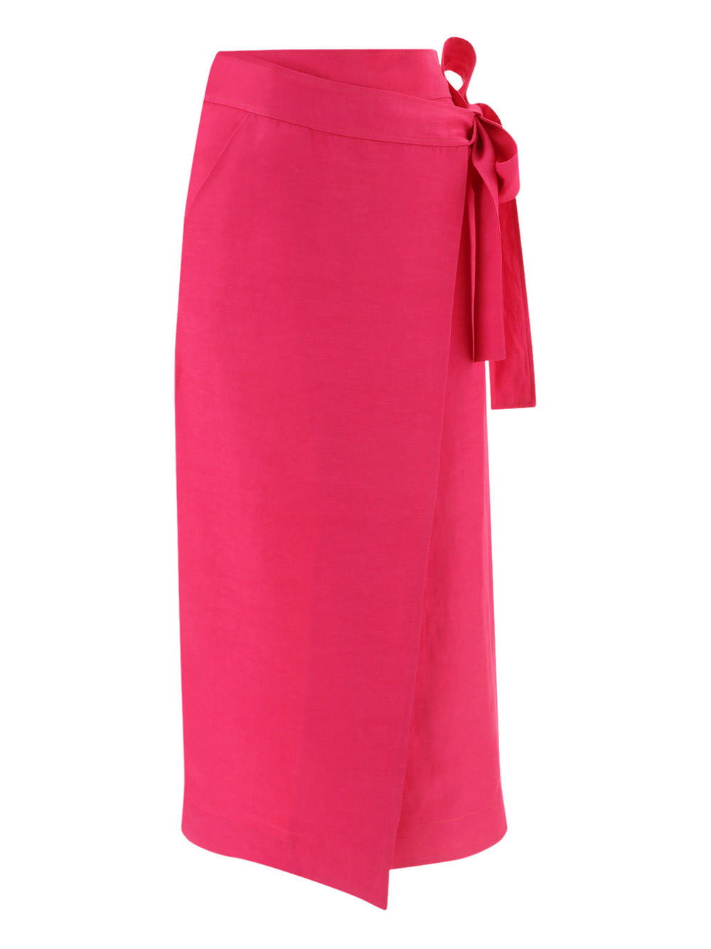 P.a.r.o.s.h Dark Pink Solid Midi Skirt In Fuxia