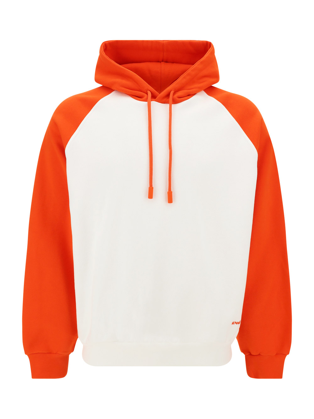 Sunnei Two-tone Hooded Sweatshirt With Embroidered Logo In Dust/red