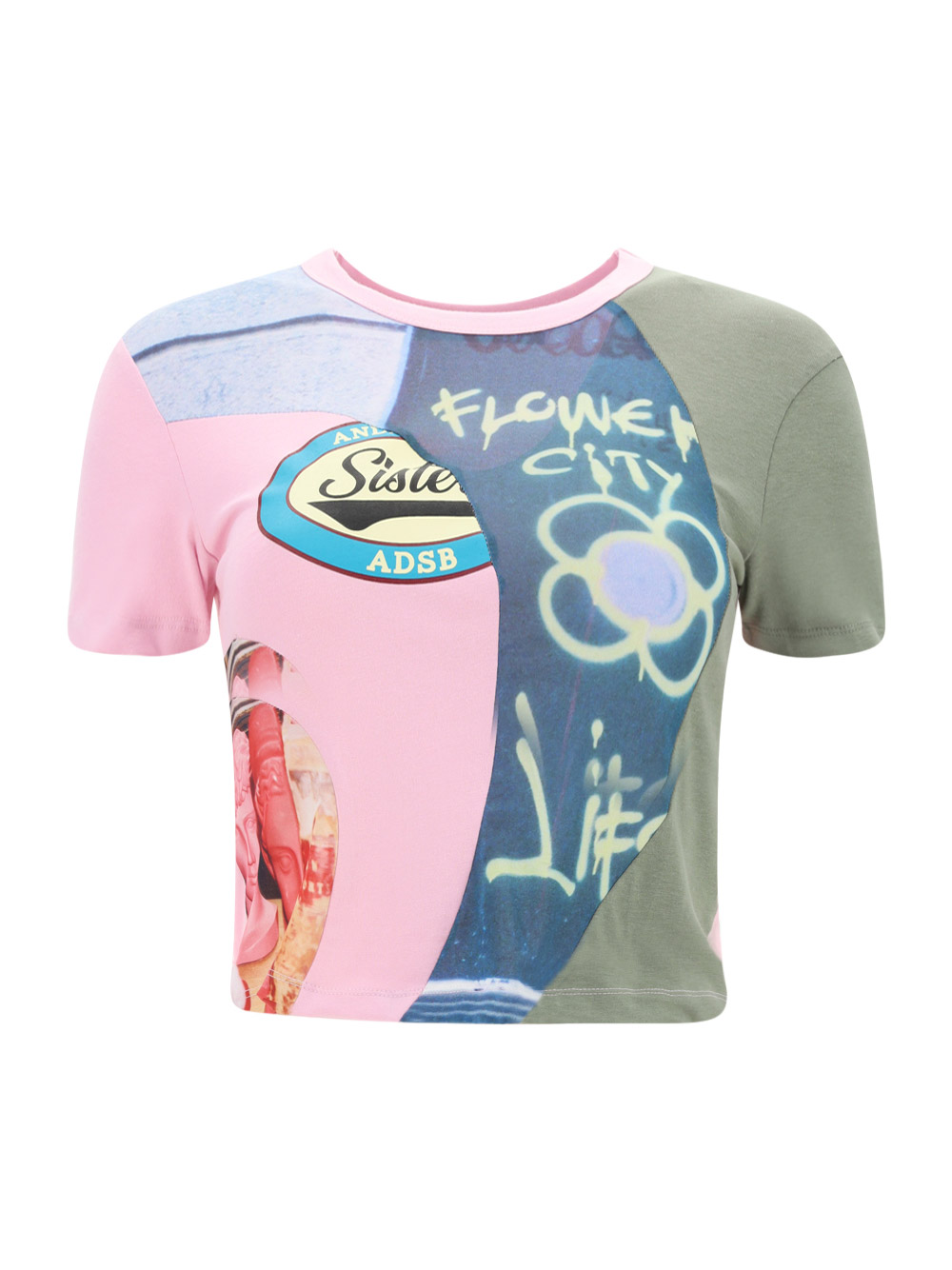 Andersson Bell Graphic-print Panelled-design T-shirt In Pink