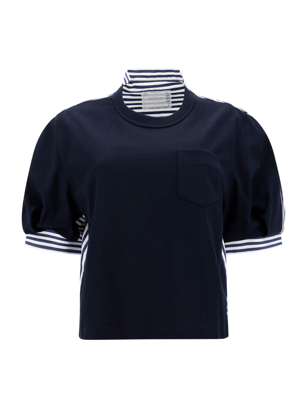 Sacai Stripe-pattern Cotton T-shirt In D.navy/stripe