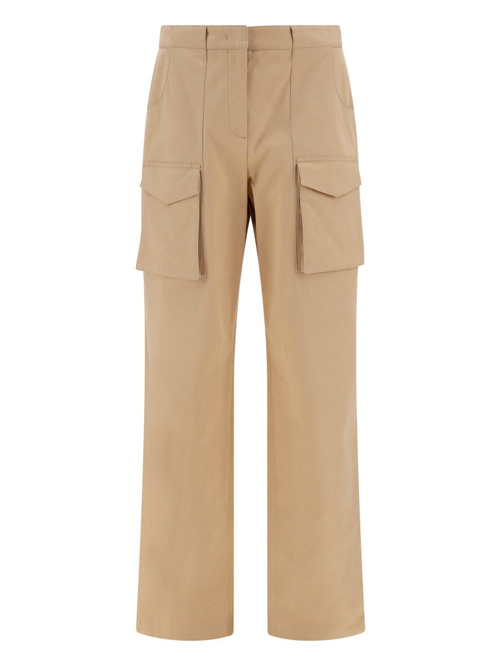 Ermanno Scervino Low Waist Wide Twill Cargo Pants In Safari