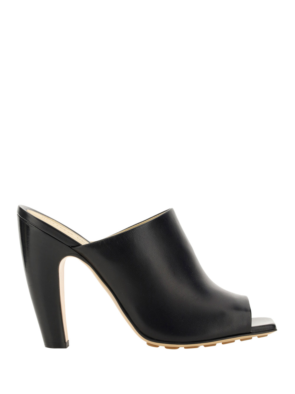 Bottega Veneta High Heel Leather Mule Sandals Black