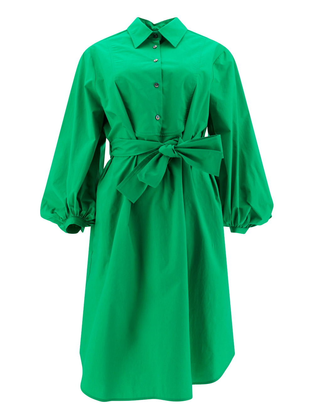 P.a.r.o.s.h . Classic Shirt Design Midi Dress In Verde Smeraldo