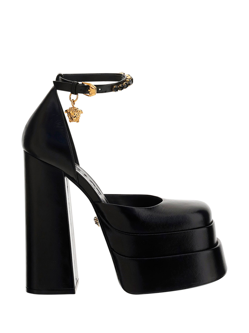 Versace Platform Sandals In Nero/oro | ModeSens