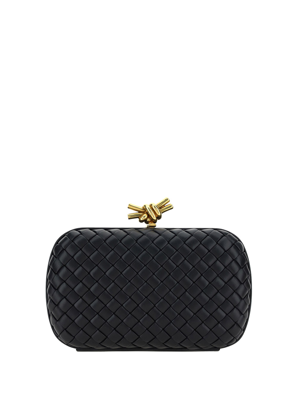 Shop Bottega Veneta Padded Clutch Bag In Black-m Brass