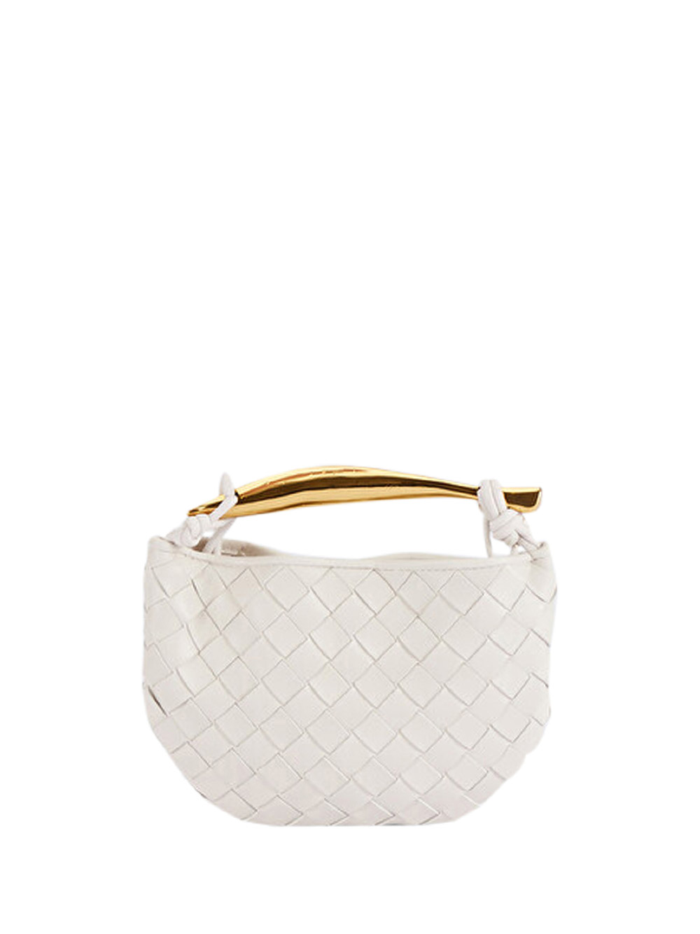 Shop Bottega Veneta Mini Sardine Handbag In Chalk/brass