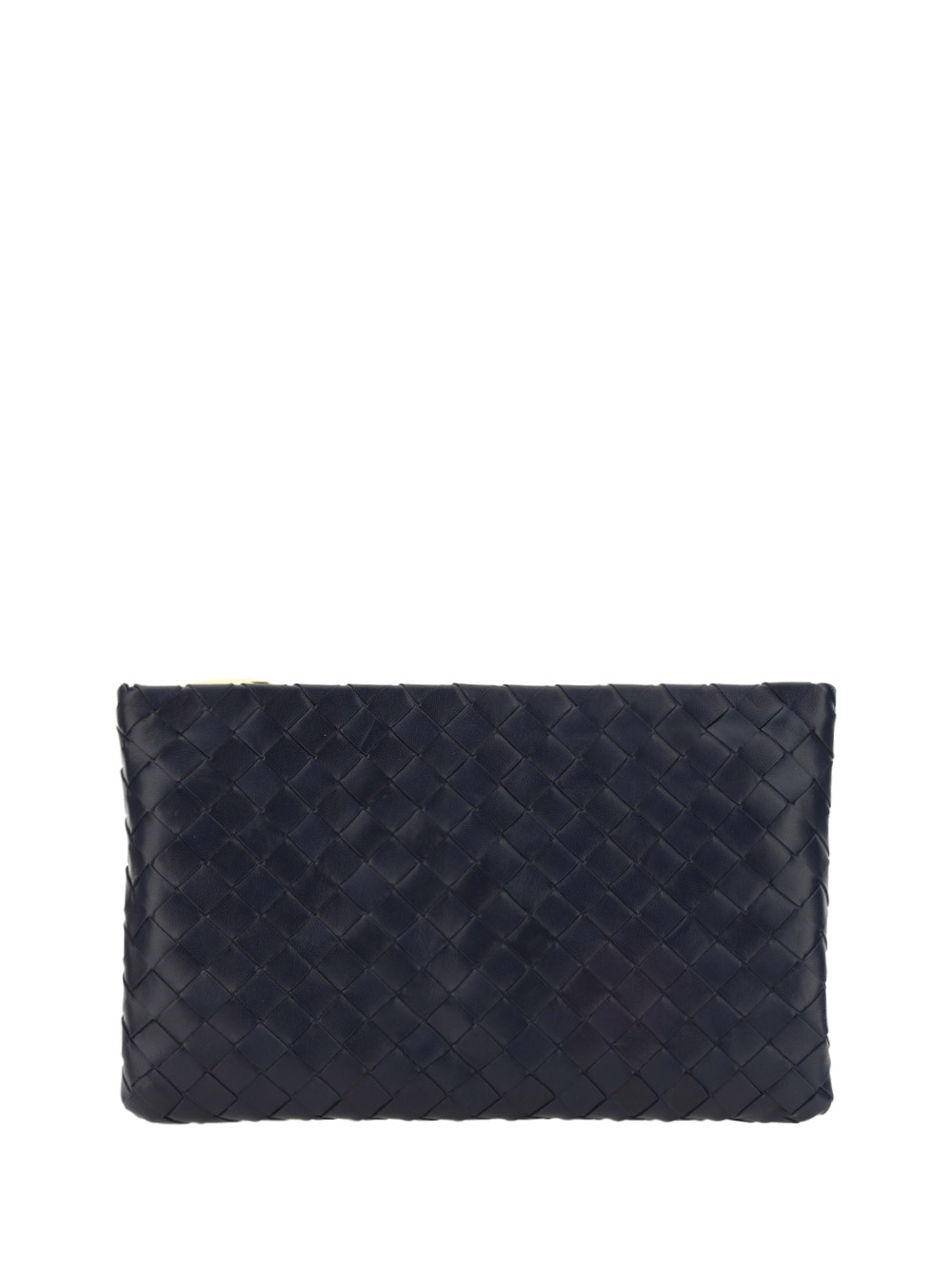 Bottega Veneta Medium Intrecciato Leather Clutch In Space/gold