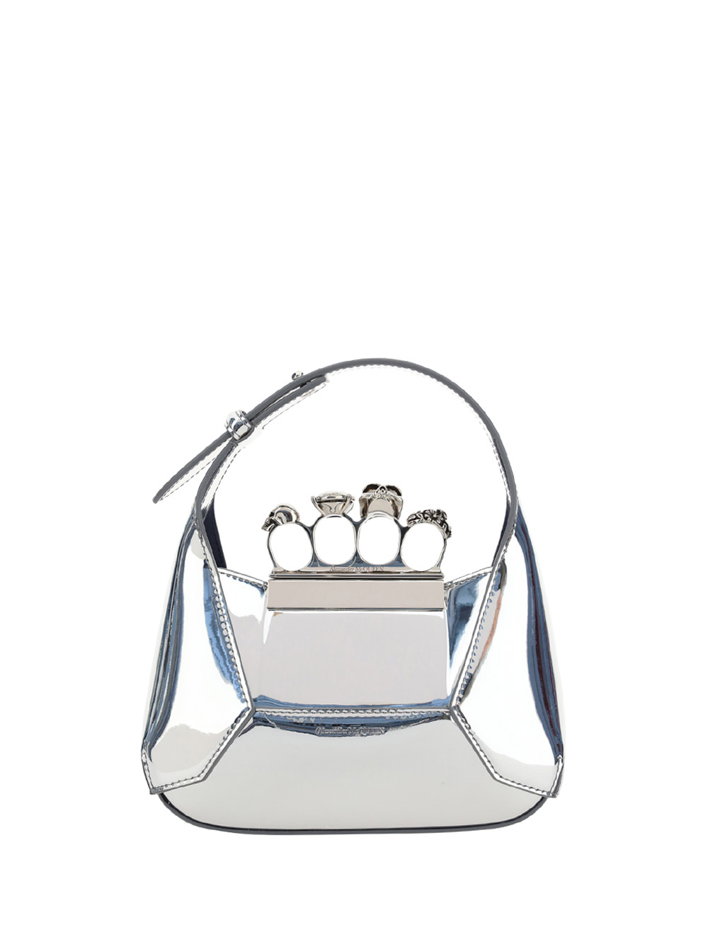 Shop Alexander Mcqueen Mini Jewelled Handbag In Silver
