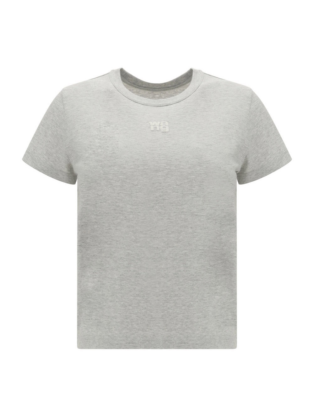 Alexander Wang Foundation Cotton Jersey T-shirt W/ Logo In Light Heather Grey
