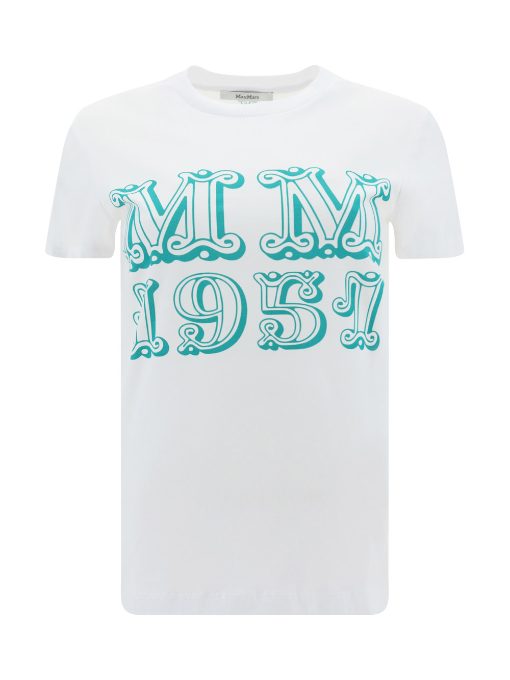 Max Mara Mincio Logo Printed Jersey T-shirt In Bianco Ottico