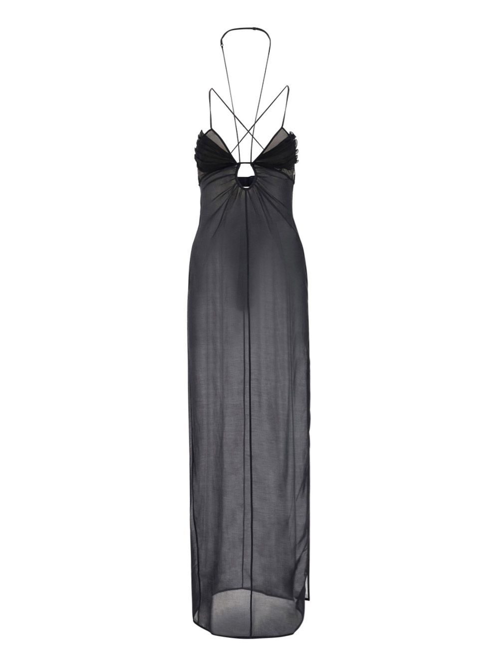Nensi Dojaka Gathered-detail Strap-detail Dress In Black