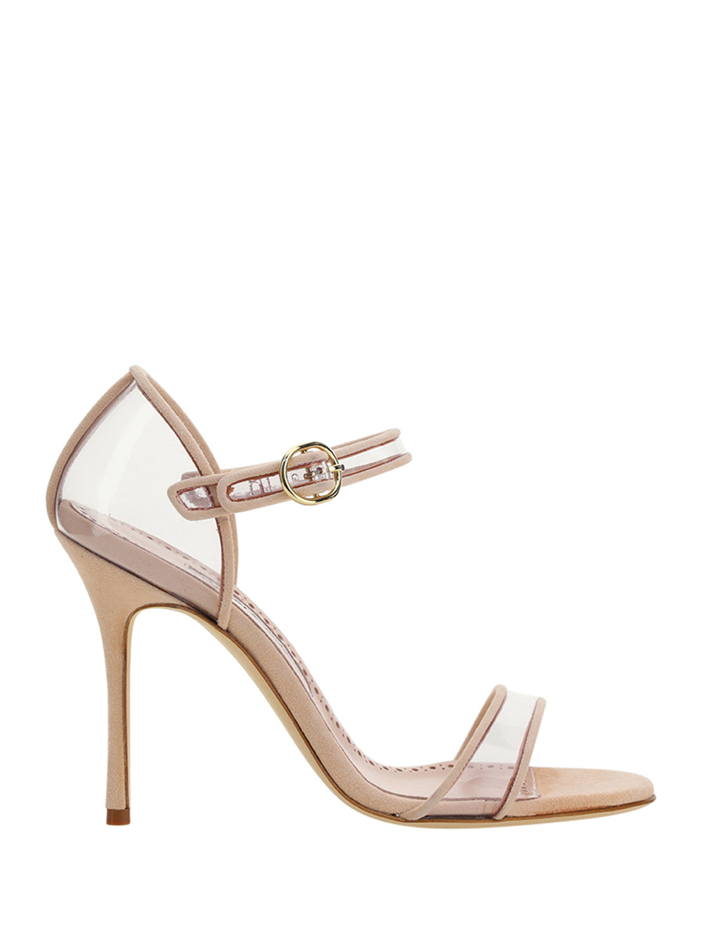 Manolo Blahnik Fersen 105 Pvc And Suede Sandals In Mnud