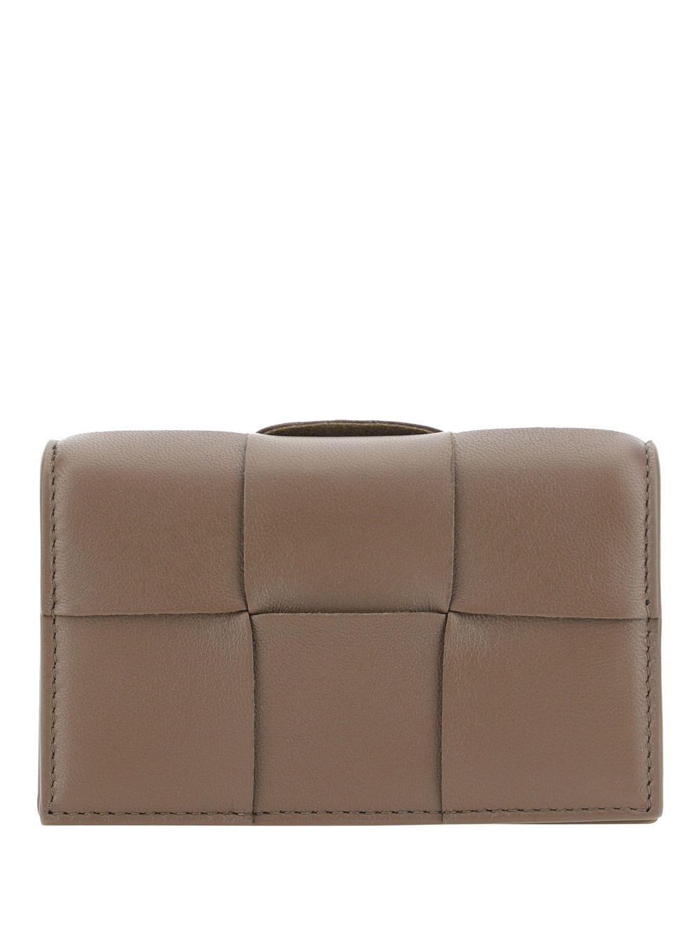 Bottega Veneta Portacard Leather Credit Card Case In Taupe/grey/gold