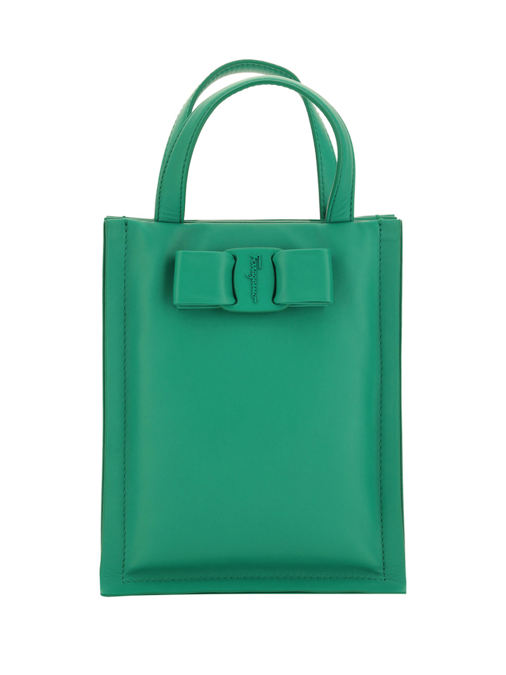 Ferragamo Mini Viva Top Handle Bag In Calf Leather In Smeraldo
