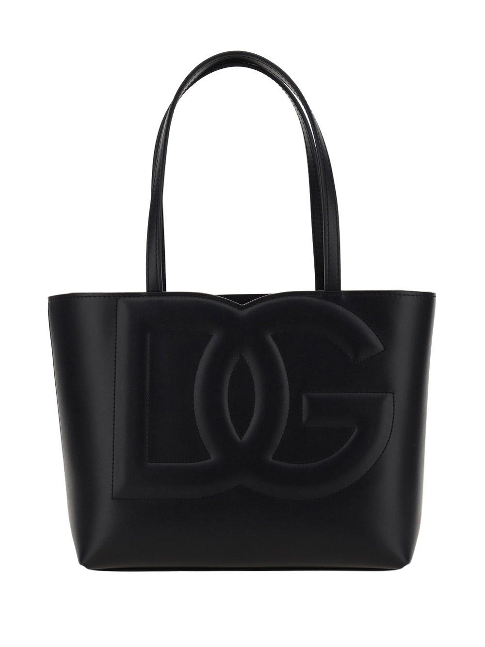 Dolce & Gabbana Women Dg Logo Small Leather Shopping Bag In Black