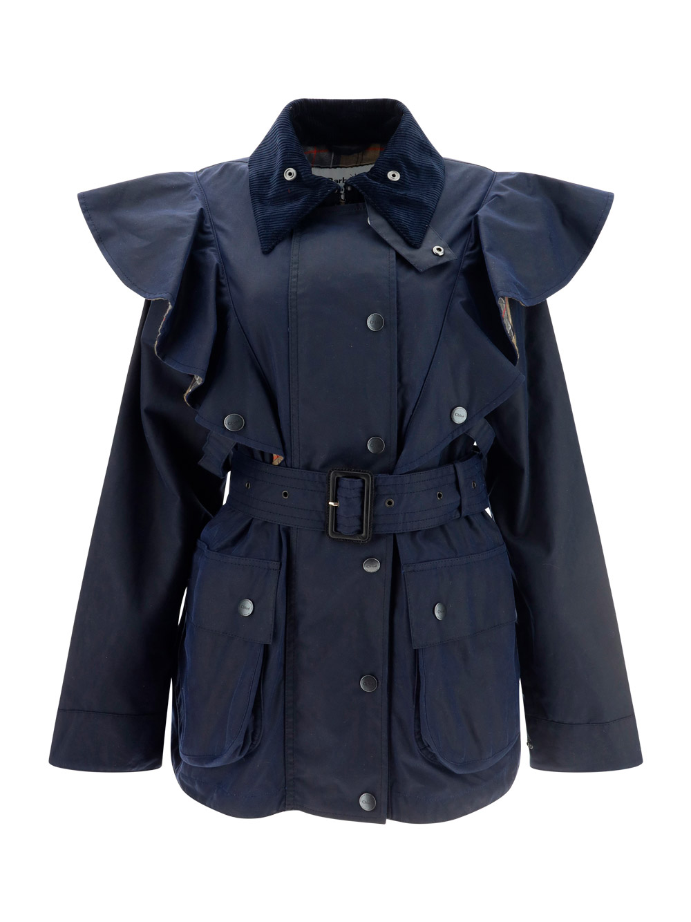 Chloé X Barbour Corduroy-trimmed Waxed-cotton Jacket In Summer Night