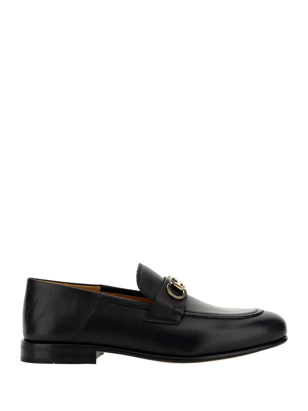 Ferragamo Black Ottone Loafers In Nero