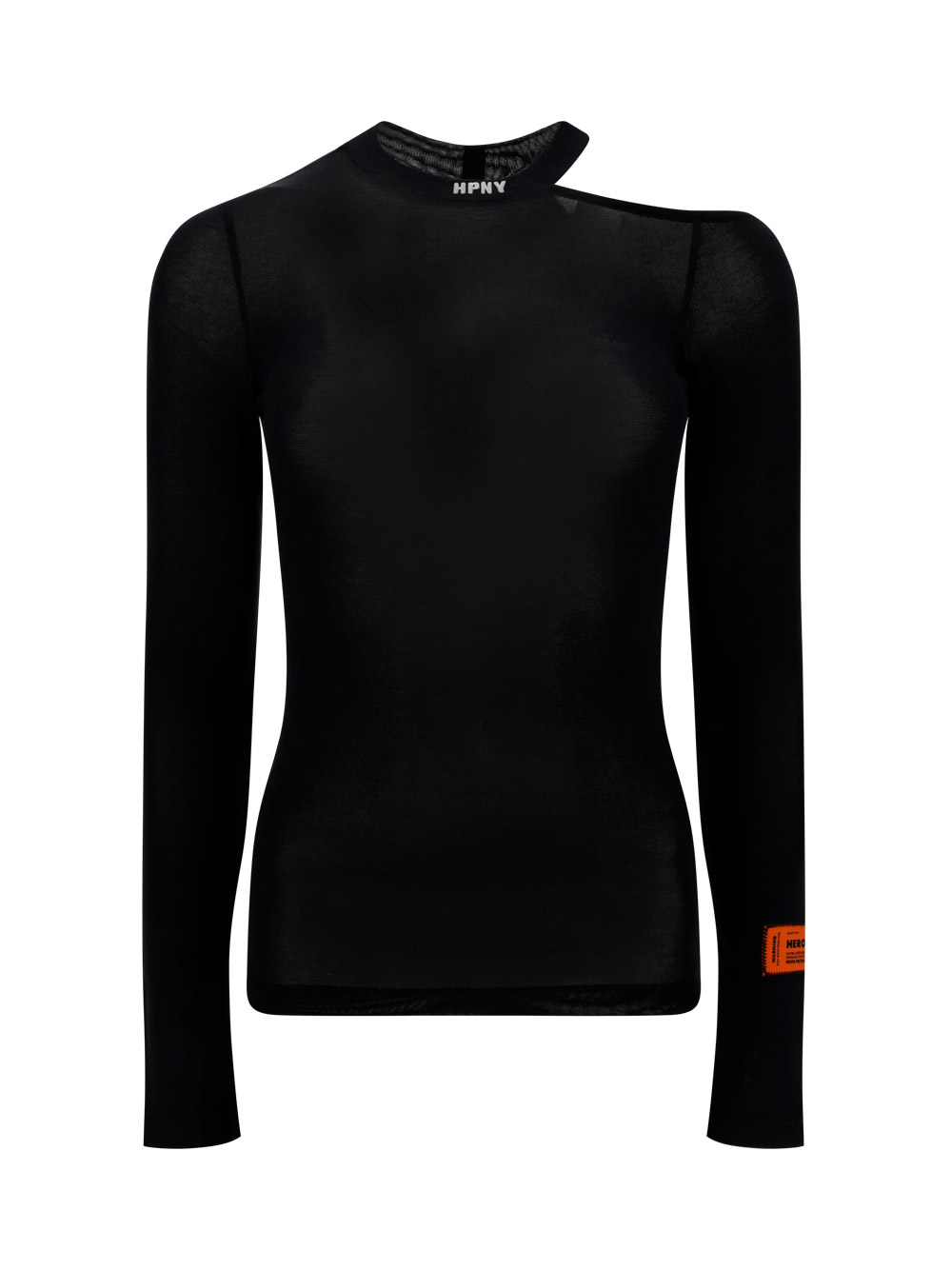 Heron Preston Cut-out Shoulder Long-sleeve T-shirt In Black/white