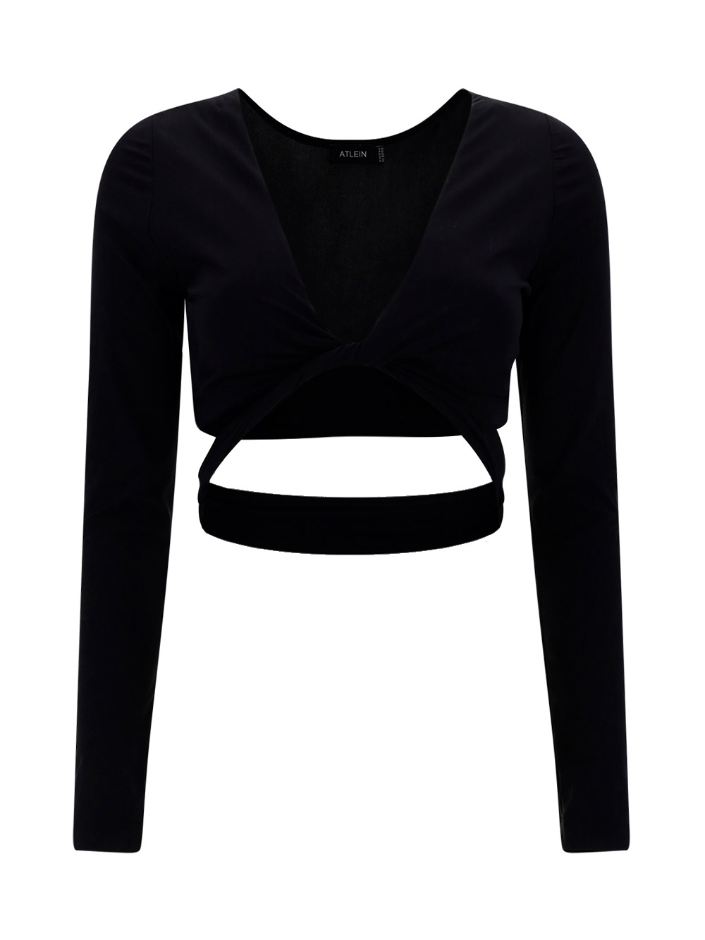 Atlein Crossed Cropped Top In Black