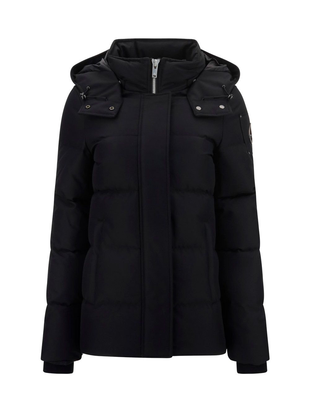 Moose Knuckles Hooded Down Jacket In Black
