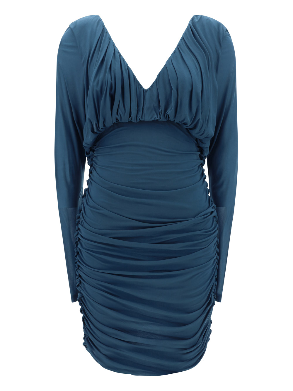 Saint Laurent Teal Green Jersey Mini Dress In Blue