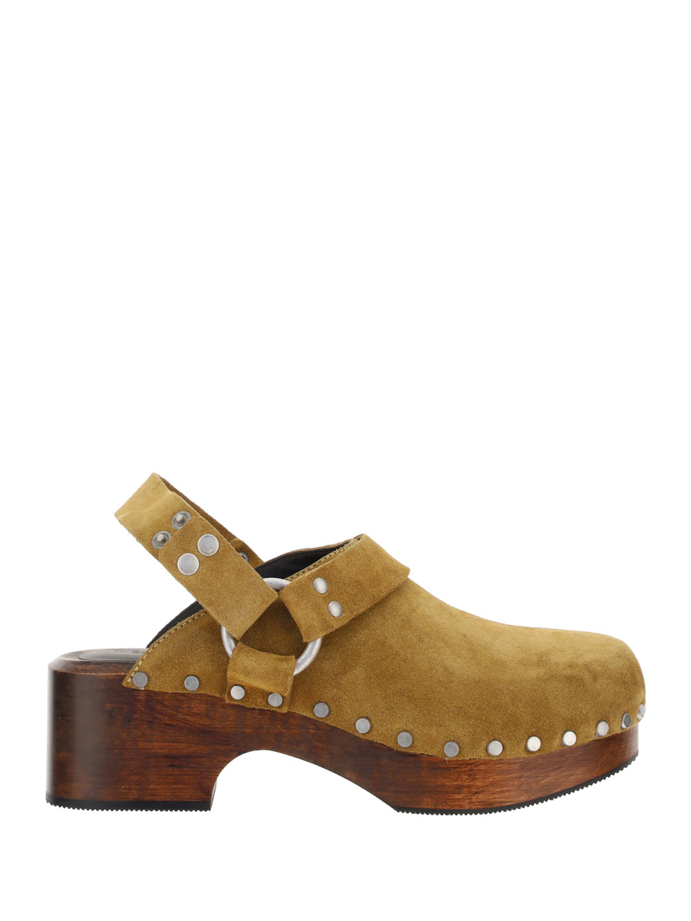Re/done 70's Studded Slingback Clogs In Cuoio Suede