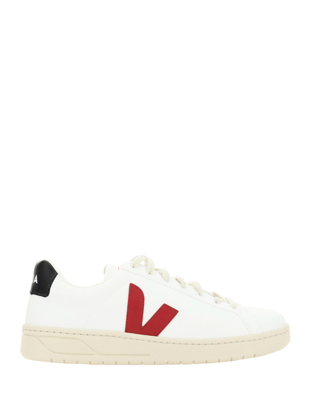 Veja White Leather Sneakers In White/marsala/black