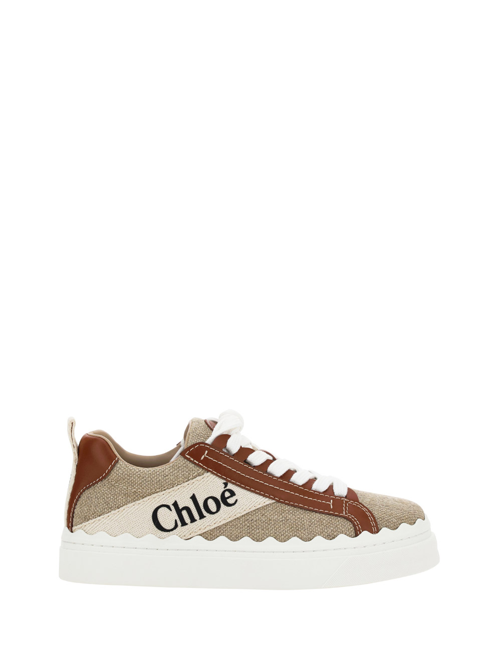 Shop Chloé Lauren Sneakers In White/brown 1