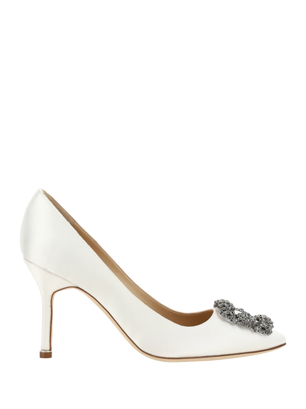Manolo Blahnik Hangisi 90 Ivory Satin Pumps In Mcrm