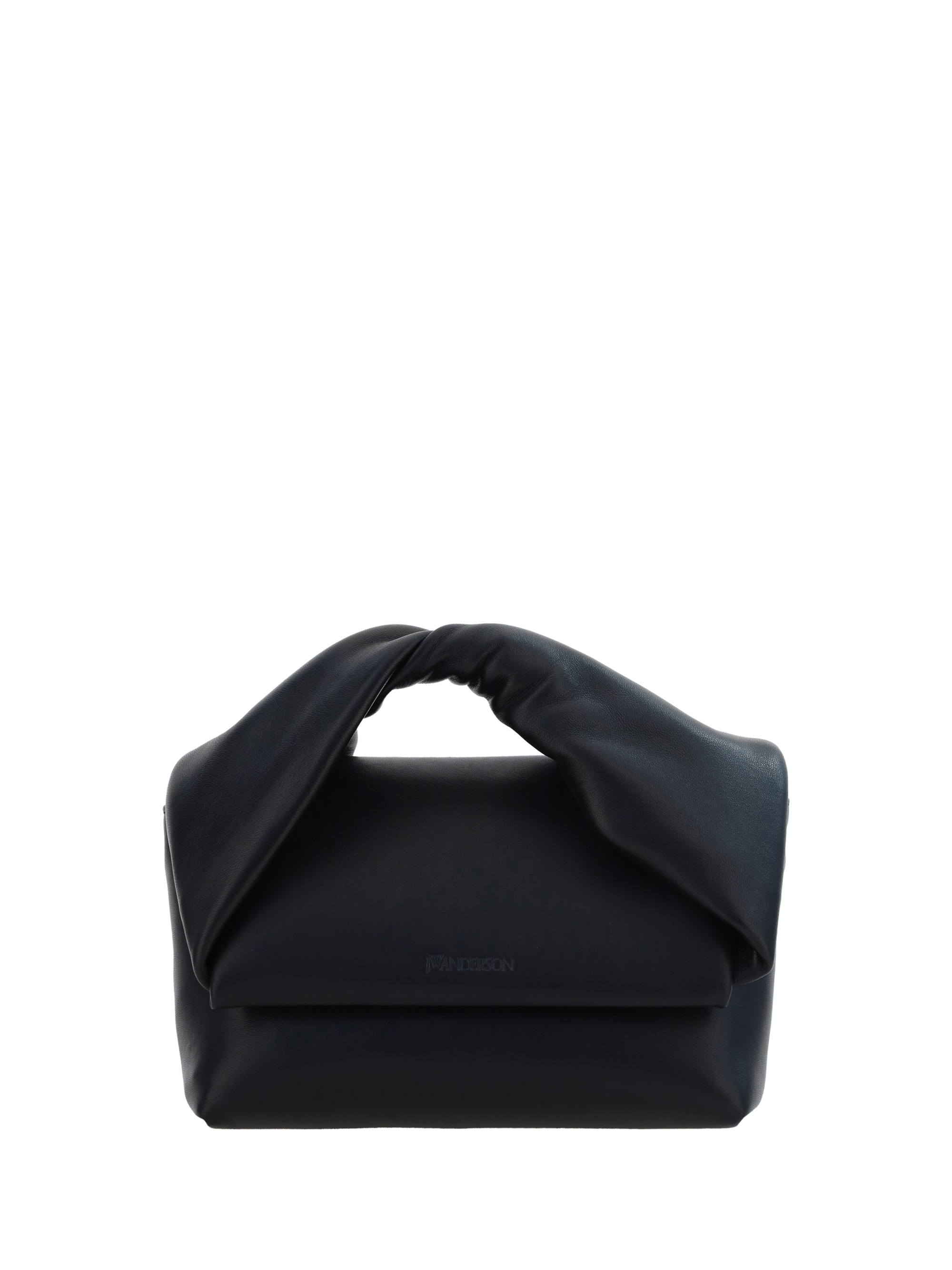 Twisted Midi Leather Shoulder Bag in Black - JW Anderson