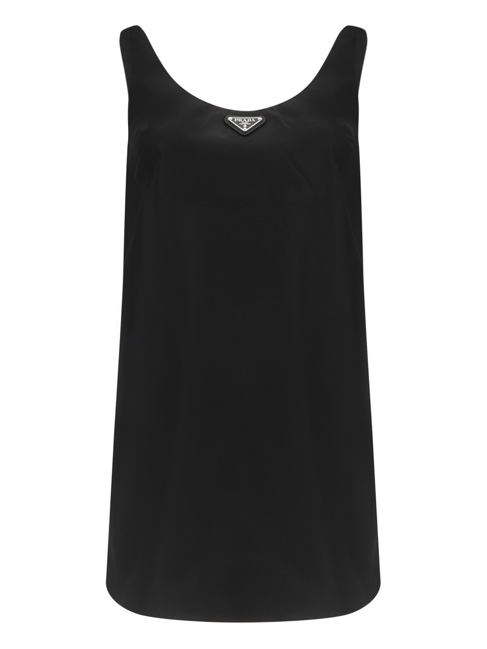 Prada Triangle-logo Mini Dress In Black
