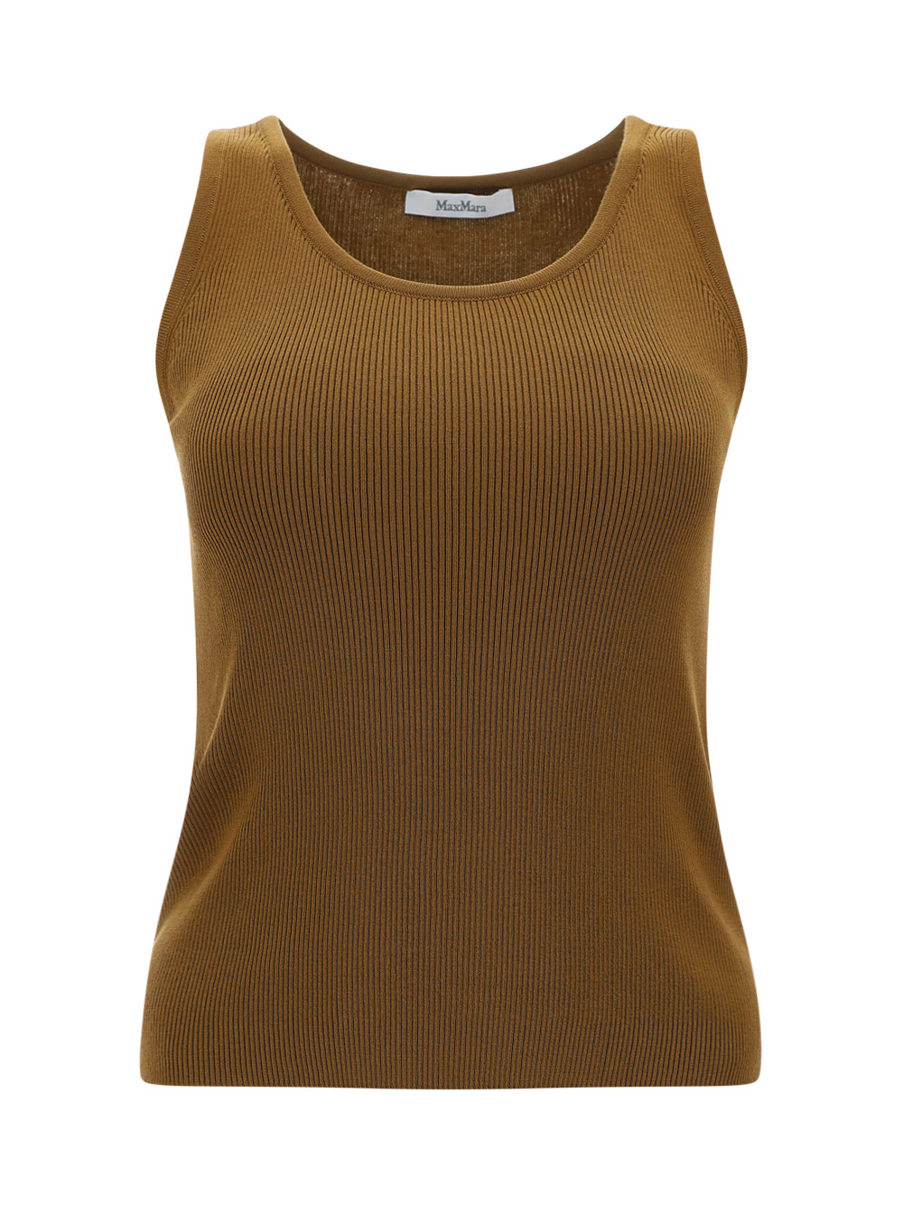 Max Mara Show Cotton Jersey Tank Top In Brown