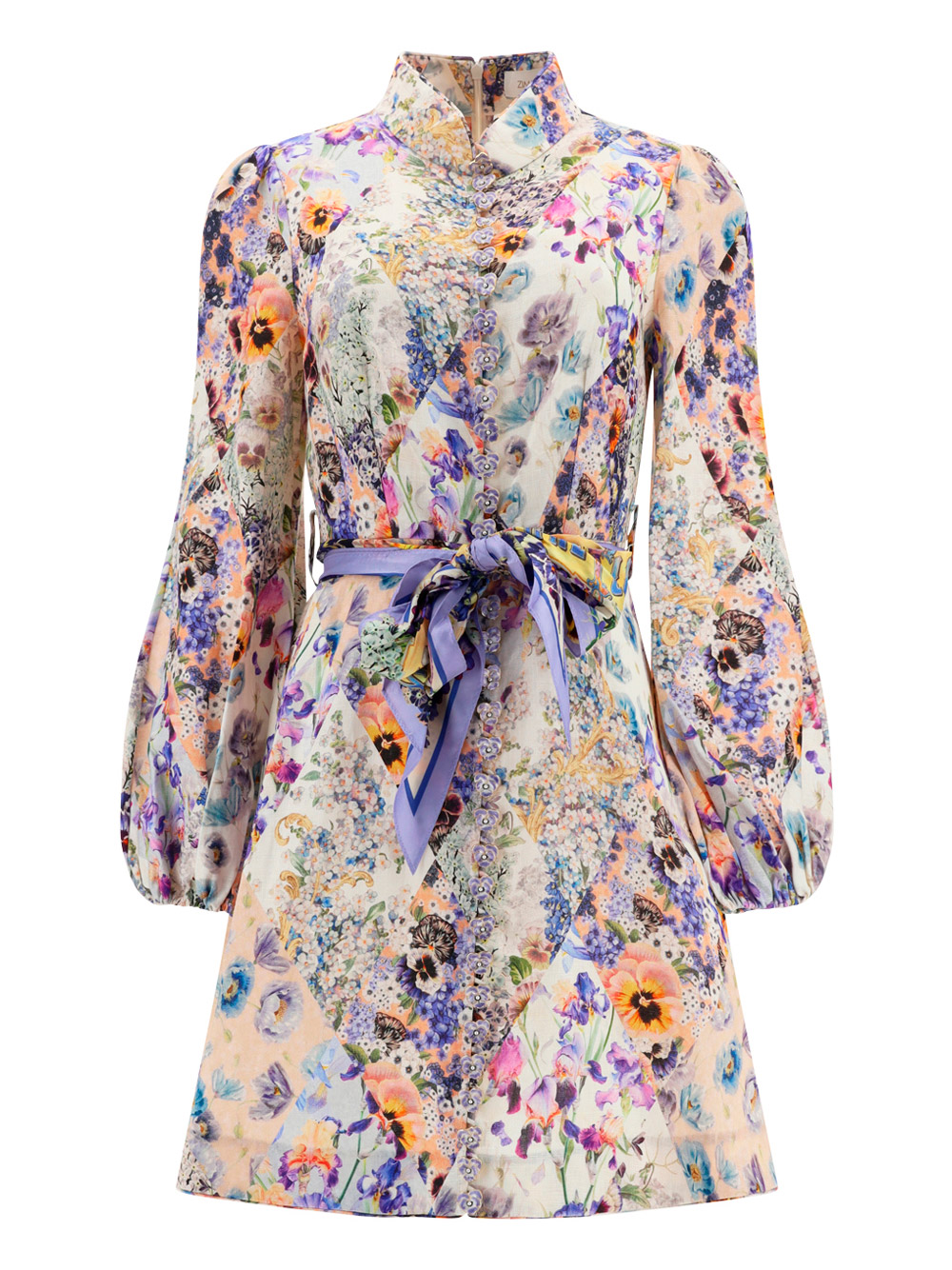 Zimmermann Tama Mini Dress In Disprt Diamond Splice Floral | ModeSens